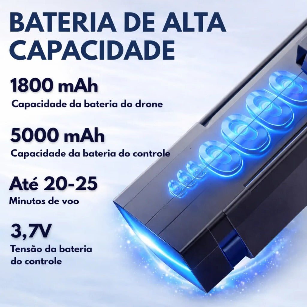 Drone GT8 4K com Tela no Controle, 2 Baterias e Bolsa de Transporte — Volar