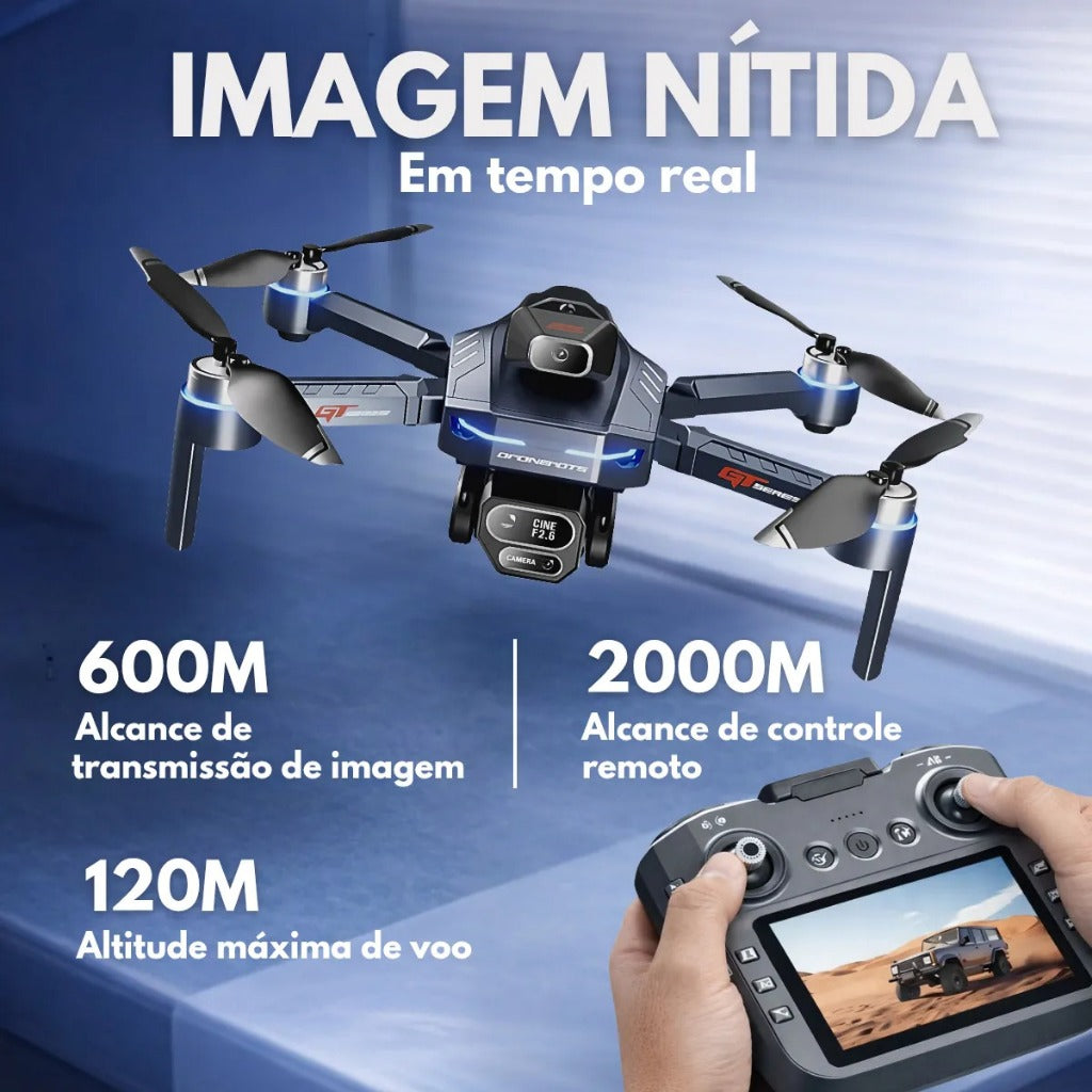 Drone GT8 4K com Tela no Controle, 2 Baterias e Bolsa de Transporte — Volar